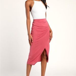 Rusty Rose Faux-Wrap Midi Skirt XL